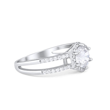 Split Shank Wedding Ring 925 Sterling Silver 6 Prong Simulated CZ